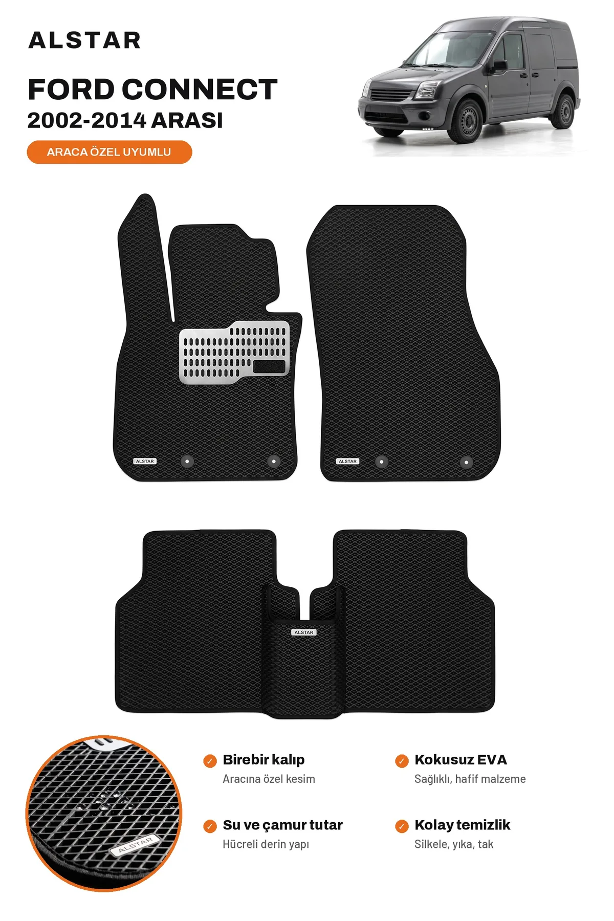 Ford Connect (2002–2014) EVA paspas takımı – ALSTAR araca özel ön ve arka set