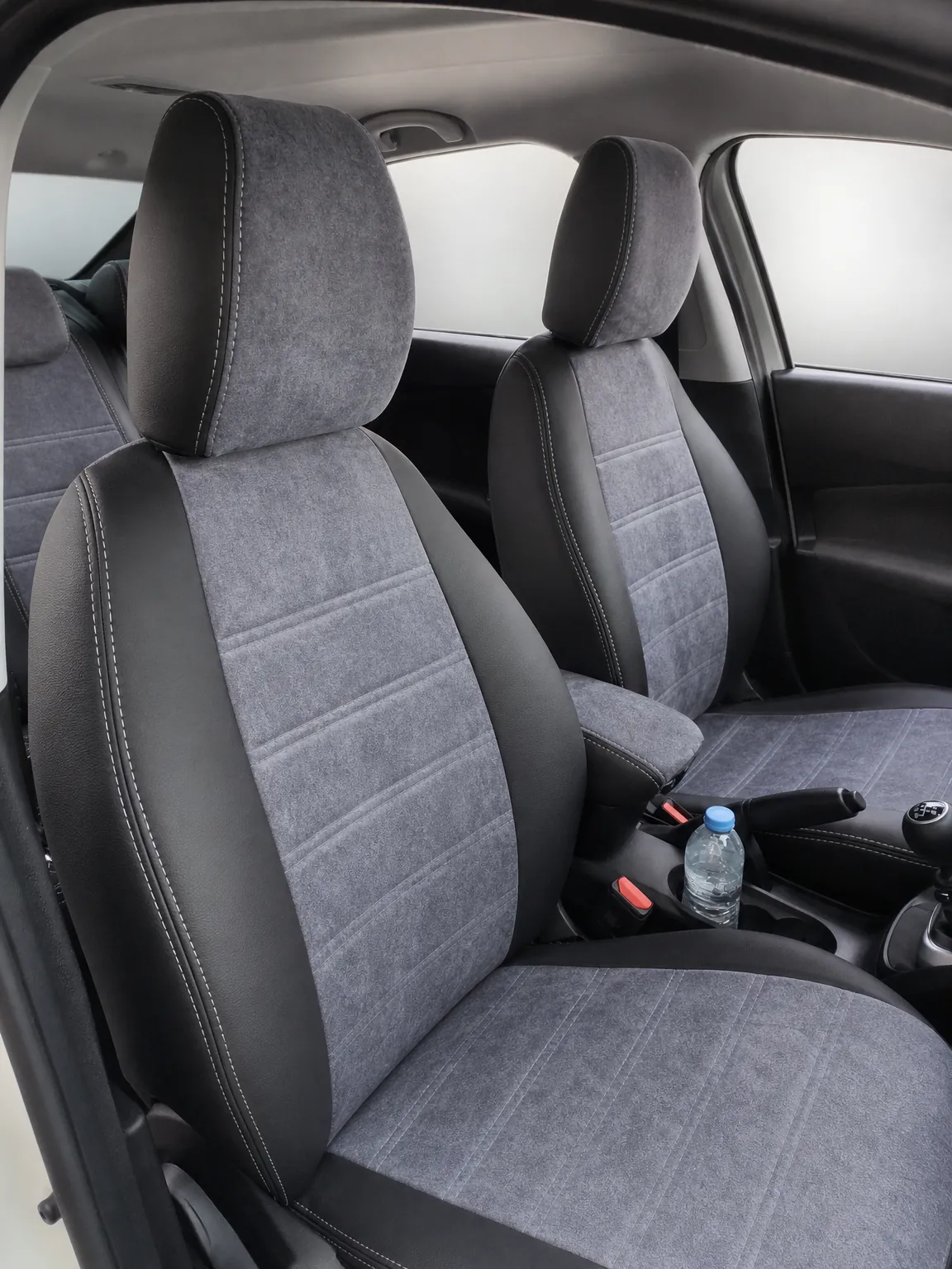 Fiat Egea koltuk kılıfı, siyah-gri taytüyü kumaş, ön koltuklar (2015+)