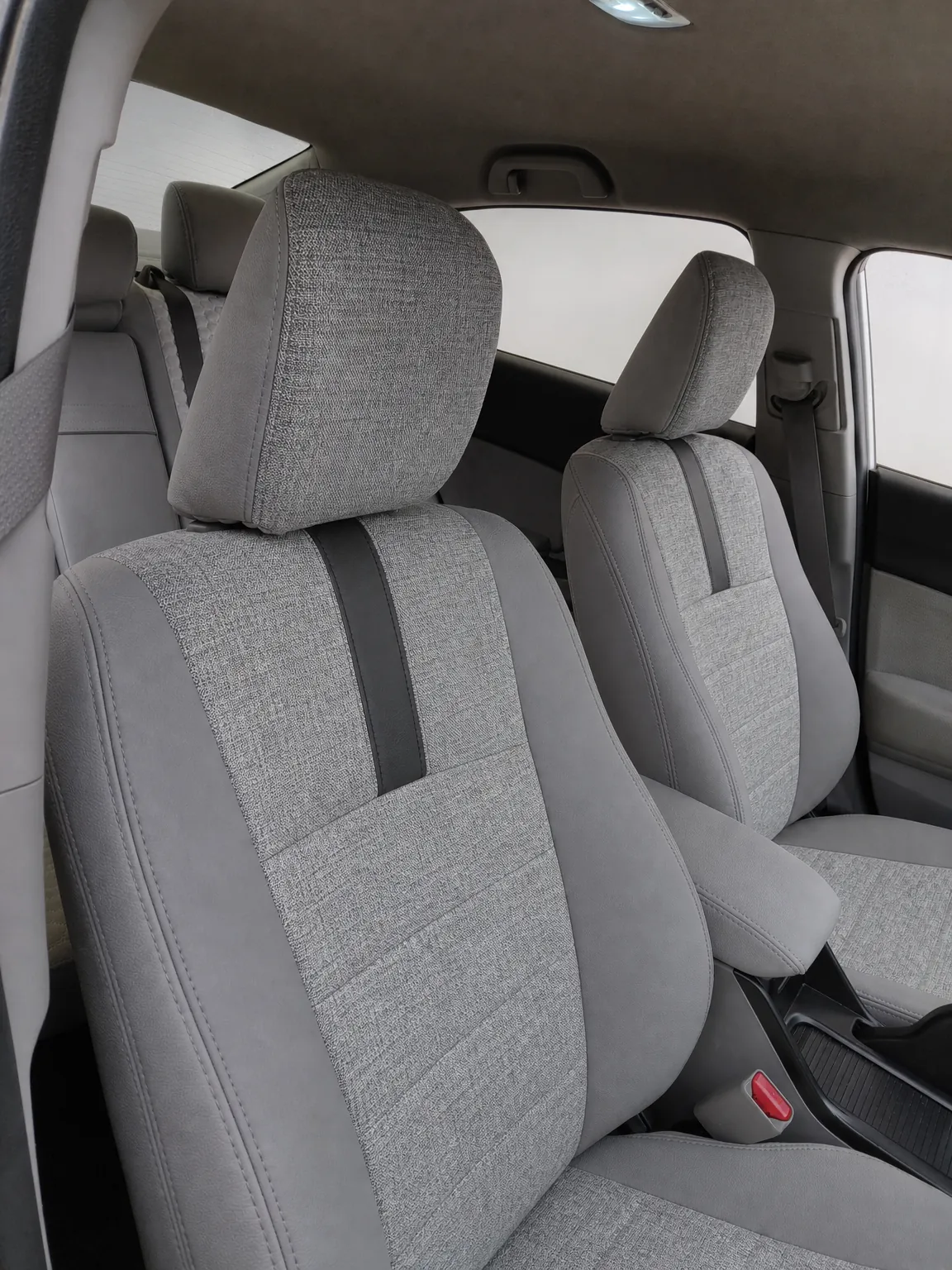 Honda Civic koltuk kılıfı, siyah-gri keten kumaş, ön koltuklar (2011-2015)