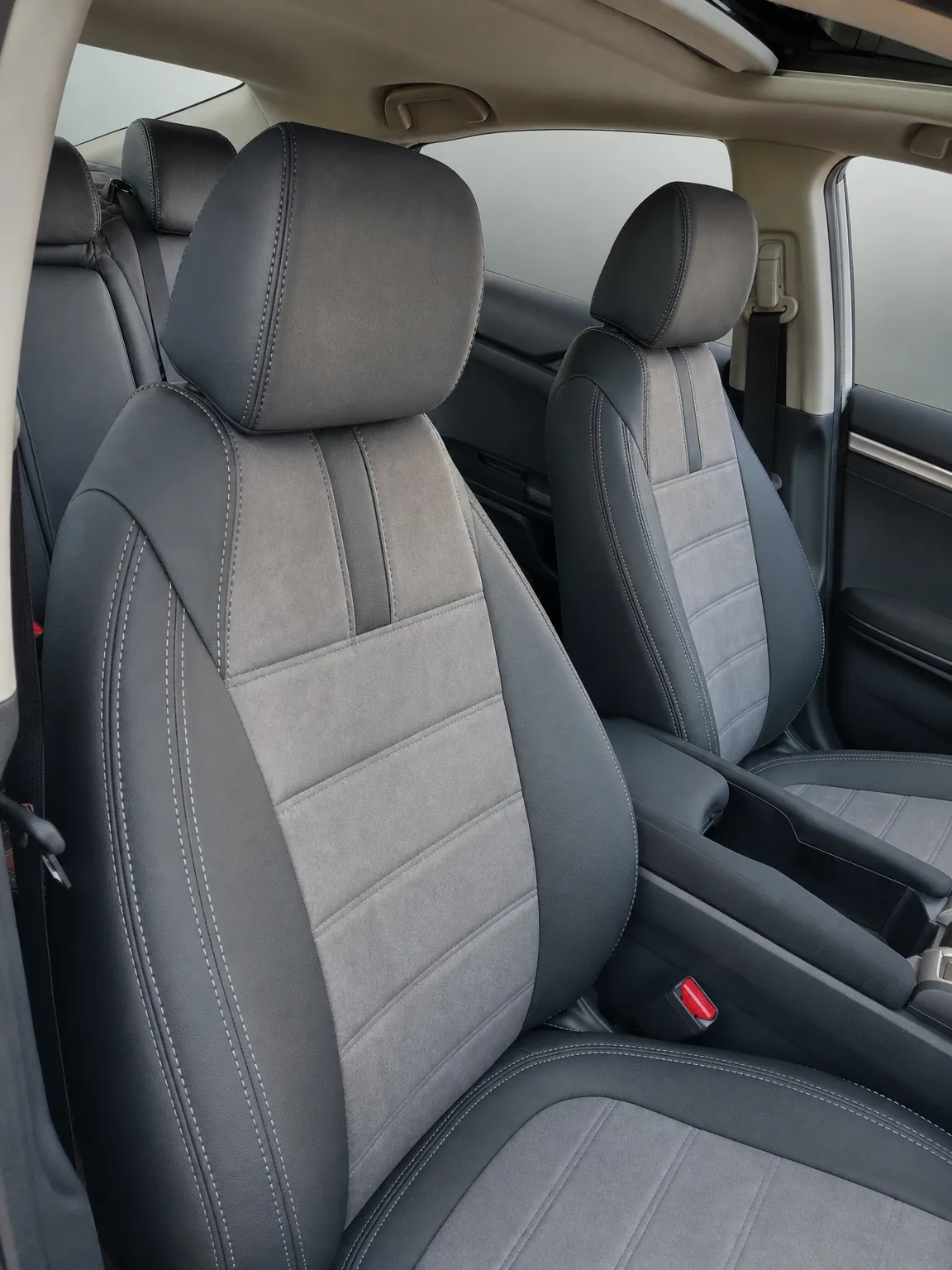 Honda Civic koltuk kılıfı, siyah-gri taytüyü kumaş, ön koltuklar (2016+)