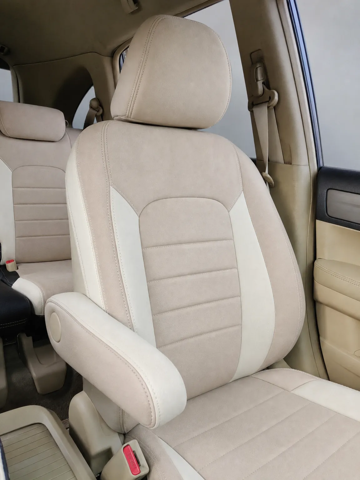 Honda CR-V koltuk kılıfı, krem-krem taytüyü kumaş, ön koltuklar (2008-2012)