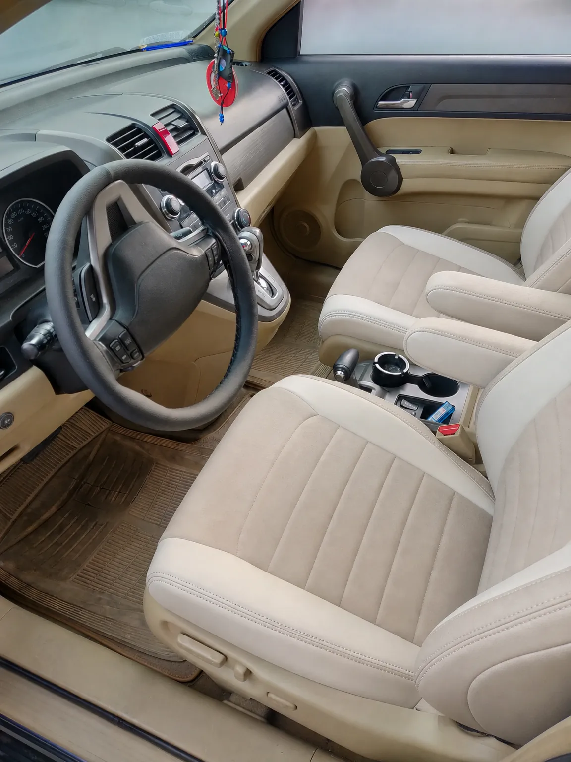 Honda CR-V koltuk kılıfı, krem-krem taytüyü kumaş, ön koltuklar (2008-2012)
