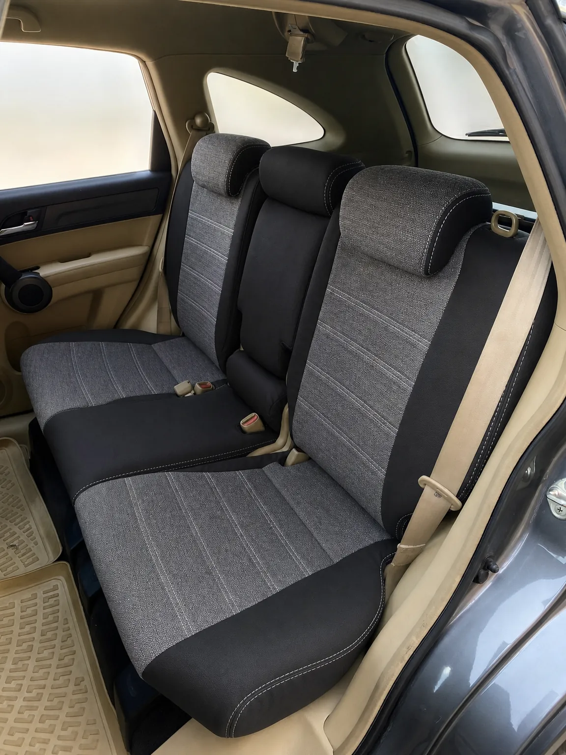 Honda CR-V koltuk kılıfı, siyah-gri keten kumaş, arka koltuk (2008-2012)