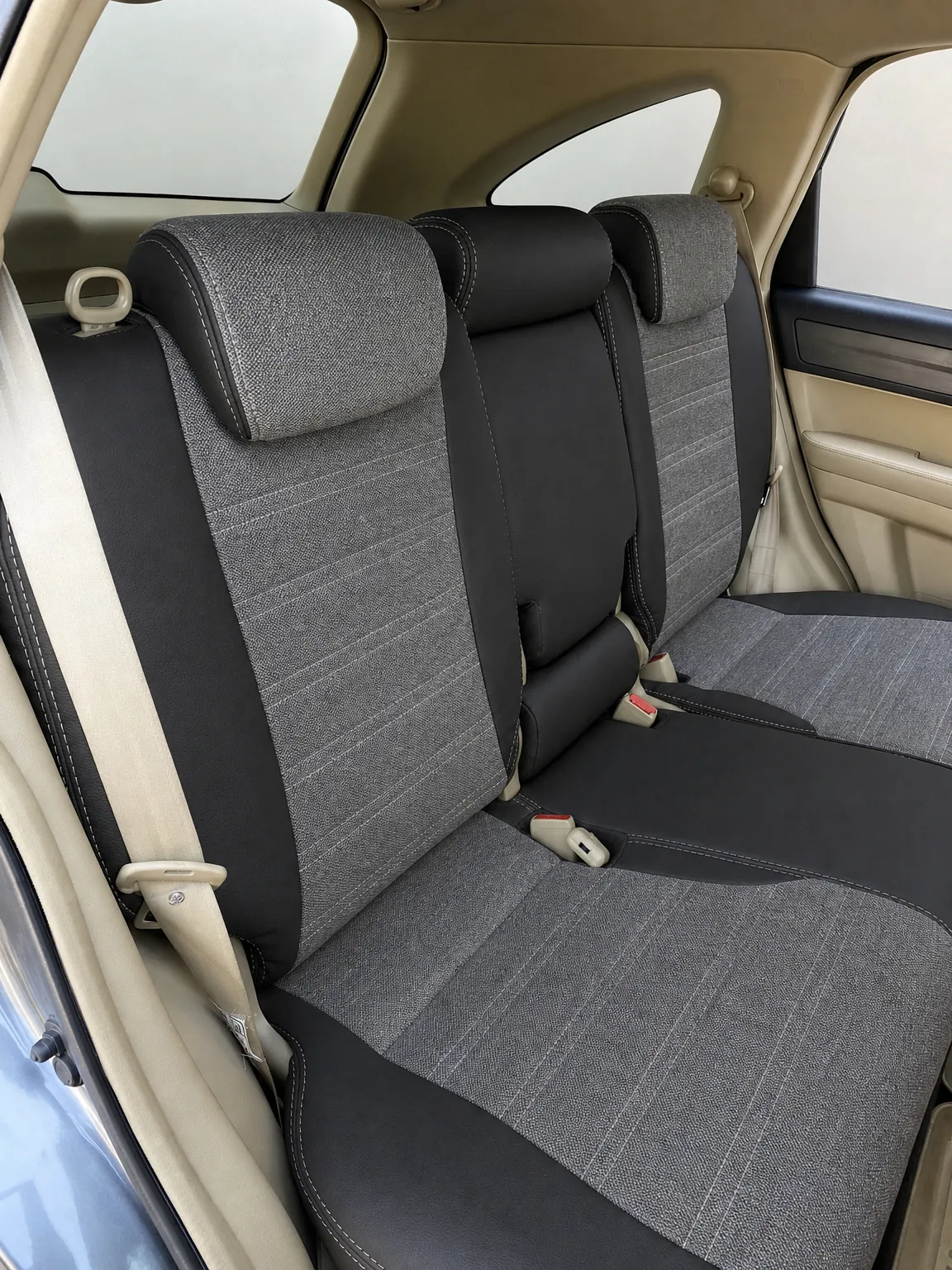 Honda CR-V koltuk kılıfı, siyah-gri keten kumaş, arka koltuk (2008-2012)