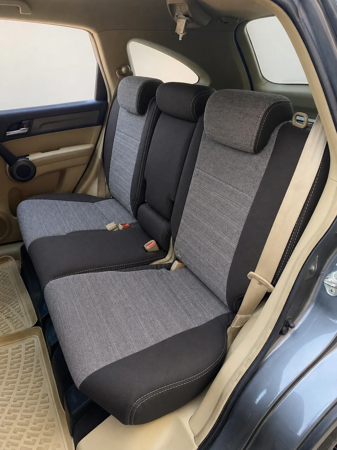 Honda CR-V koltuk kılıfı, siyah-gri keten kumaş, arka koltuk (2008-2012)