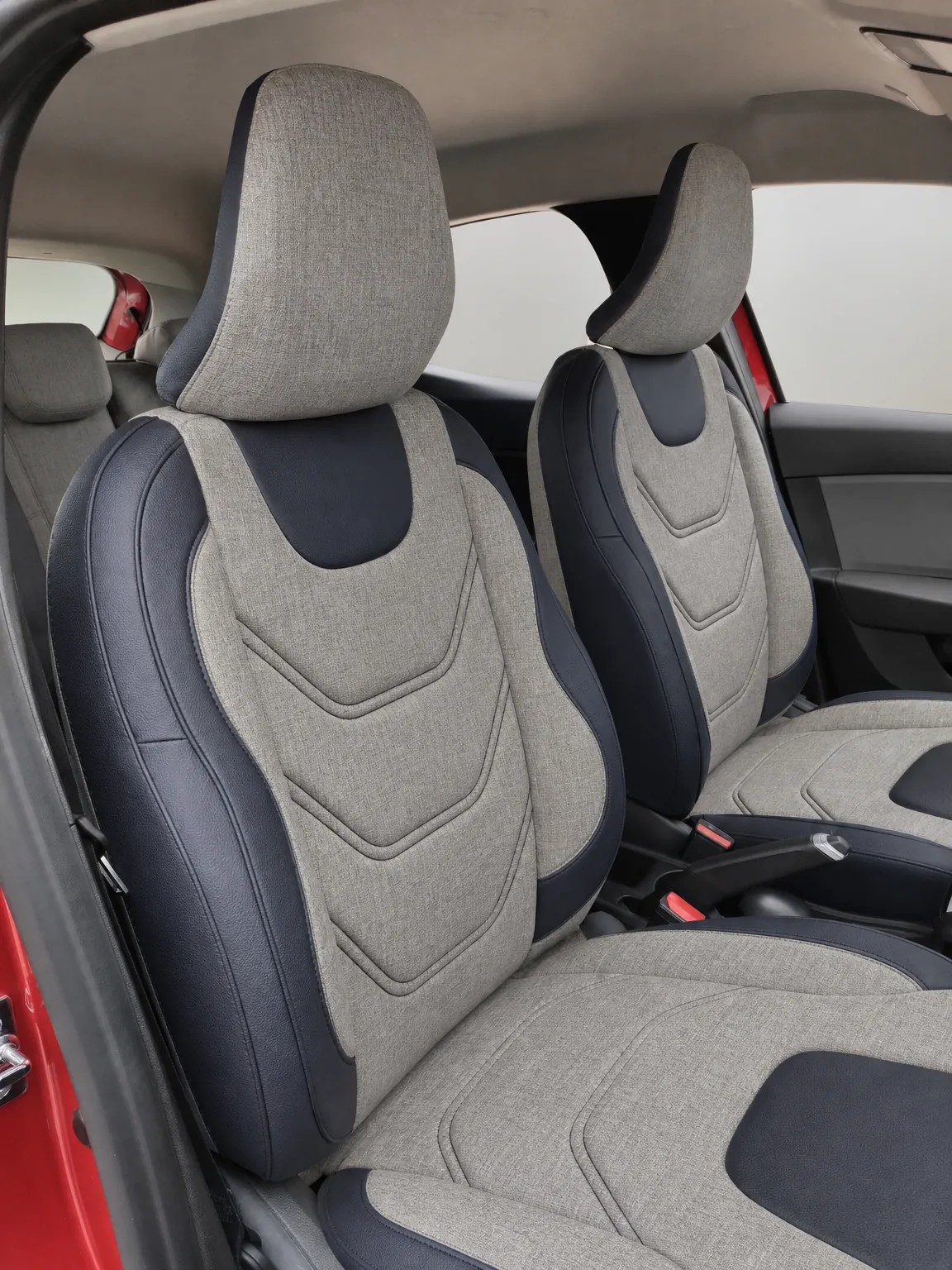 Renault Clio koltuk kılıfı, Roma siyah-gri kumaş, ön koltuklar (Clio 5)