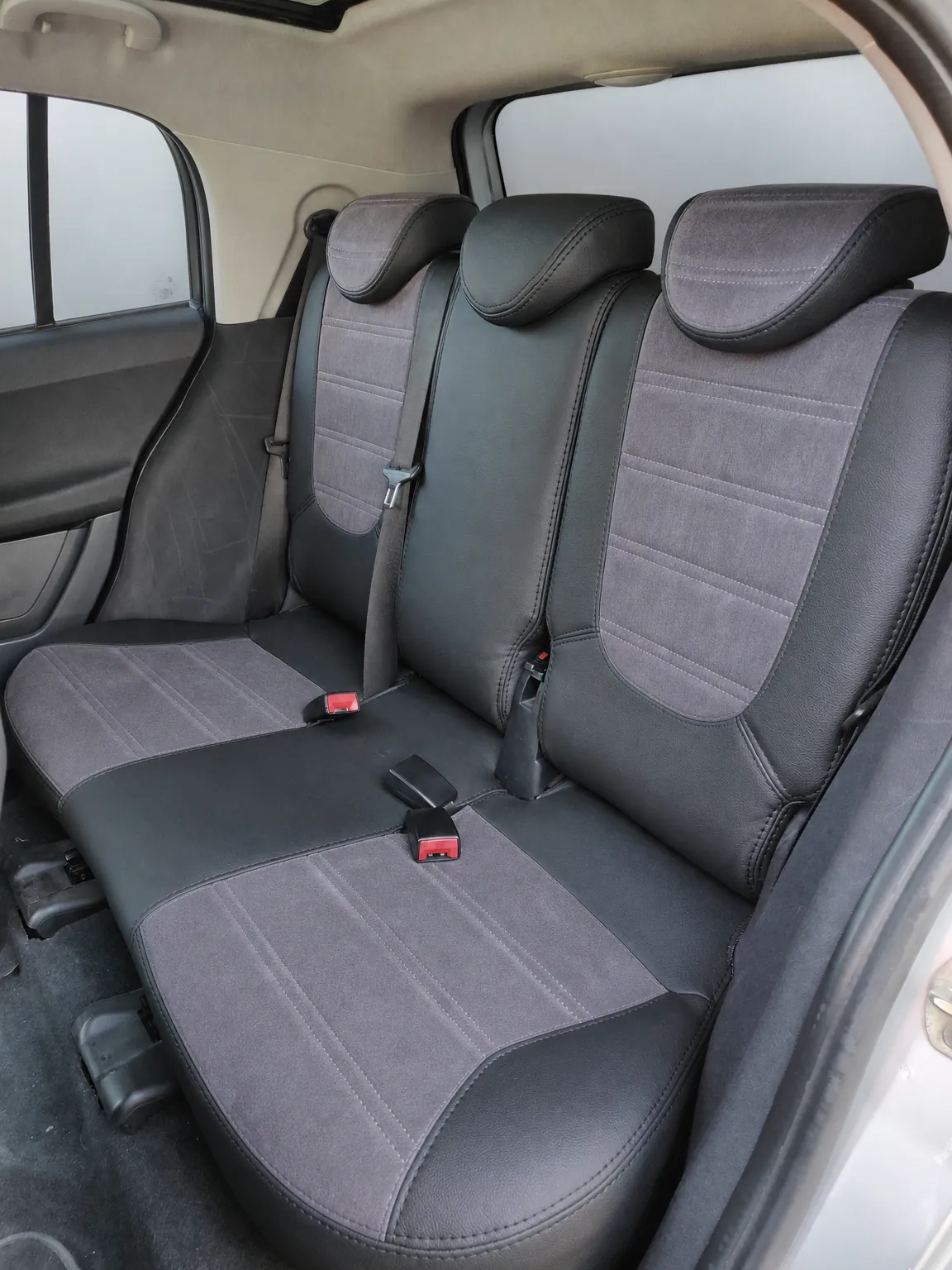 Smart Forfour koltuk kılıfı, siyah-gri taytüyü kumaş, arka koltuk