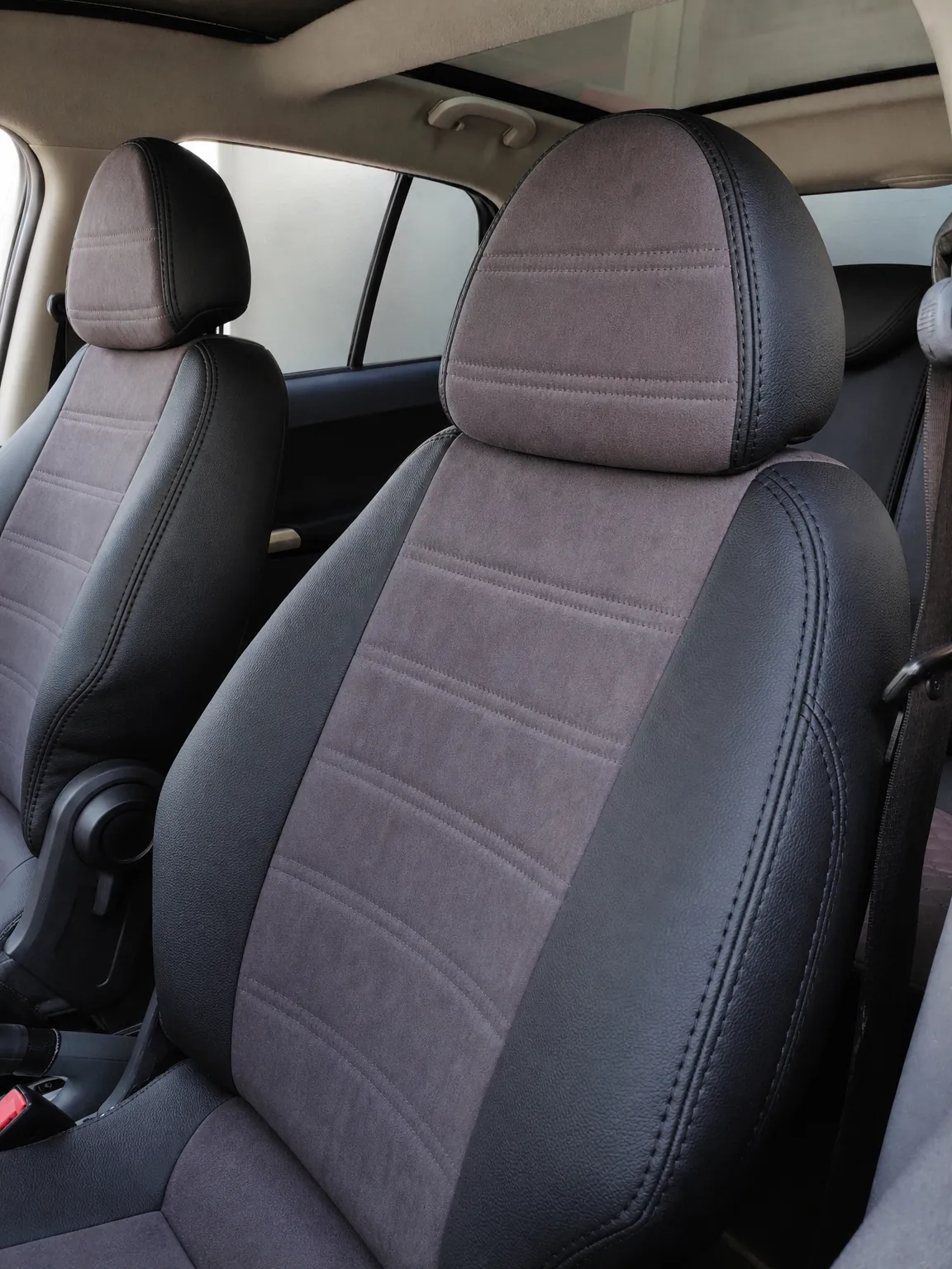 Smart Forfour koltuk kılıfı, siyah-gri taytüyü kumaş, ön koltuklar