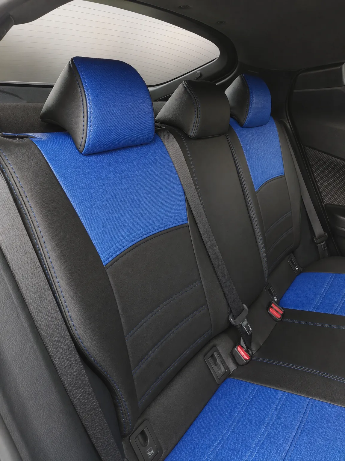 Toyota C-HR koltuk kılıfı, siyah-mavi kumaş, ön koltuklar (2016+)