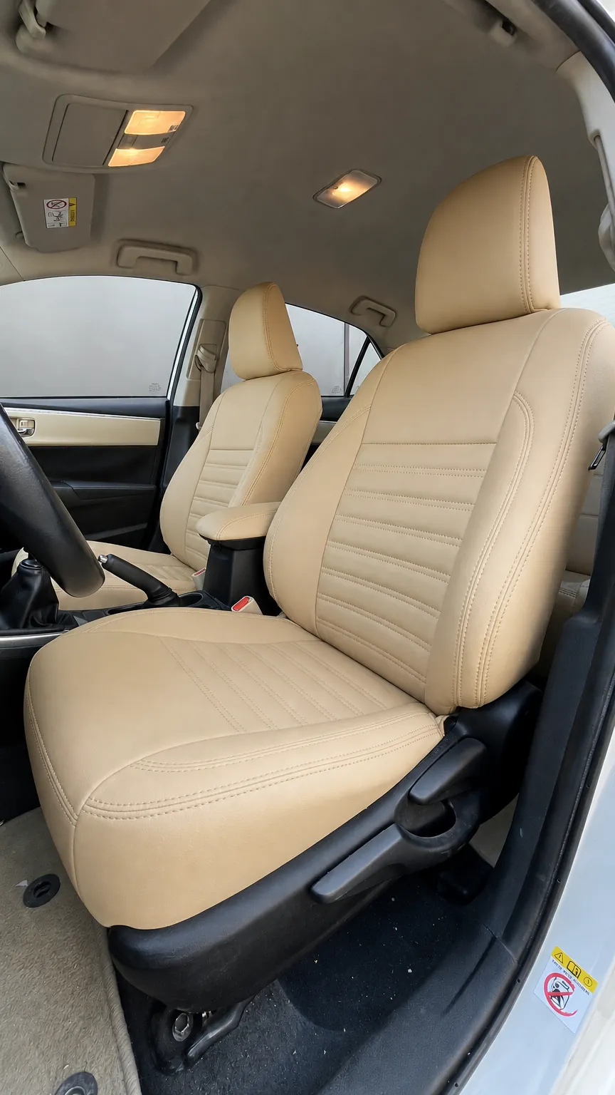 Toyota Corolla koltuk kılıfı, bej-bej Maldive deri kumaş, ön koltuklar