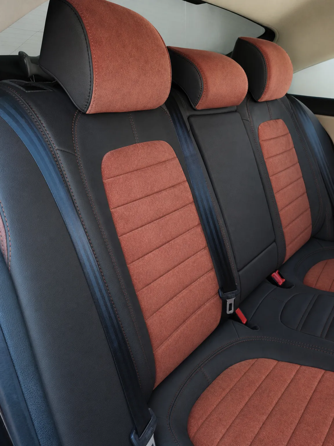 Volkswagen CC koltuk kılıfı, siyah-taba taytüyü kumaş, arka koltuk